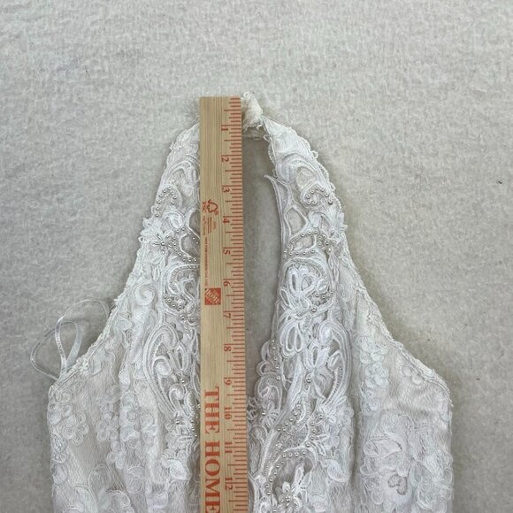 Vintage Jessica McClintock White Princess Beaded Halter Wedding Dress Size 6 - Picture 8 of 10